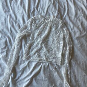 Elegant White Lace Long Sleeve Top